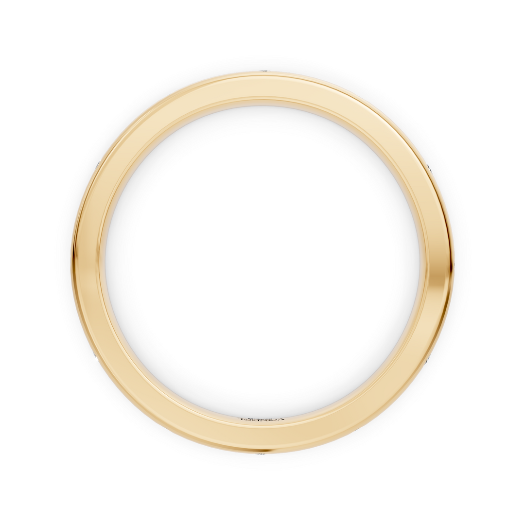 Ring met Flush Zetting Briljant Geslepen Diamanten - 18K Geelgoud - 0,14 ct