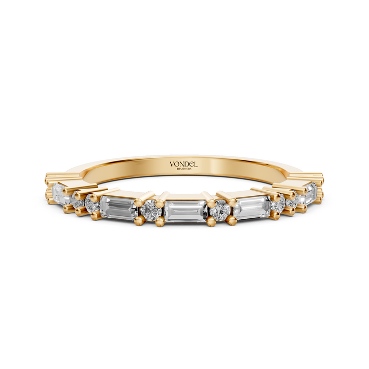 Rijring met Baguette en Rond Briljant Geslepen Diamanten - 0,39 ct