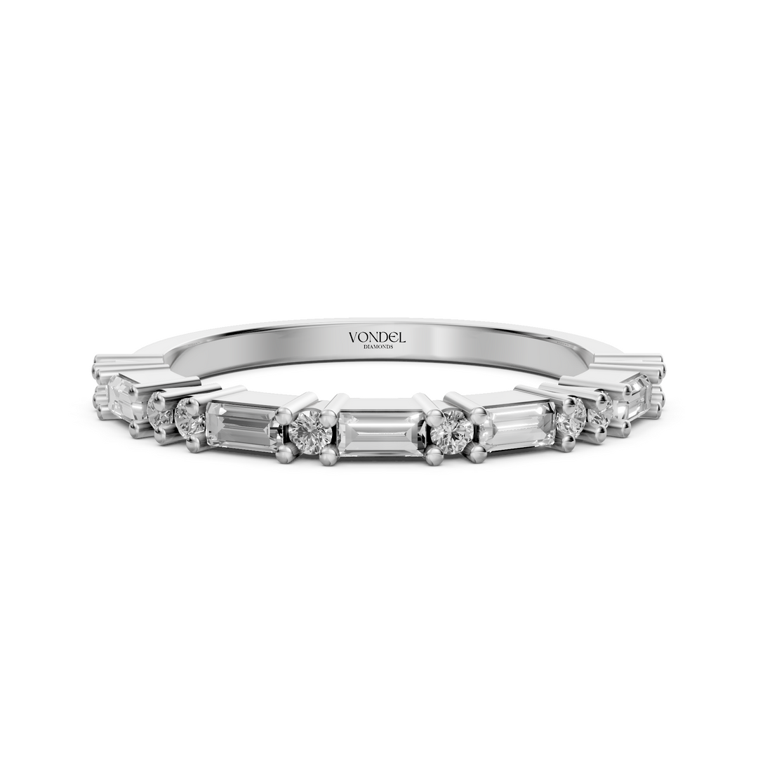 Rijring met Baguette en Rond Briljant Geslepen Diamanten - 0,39 ct
