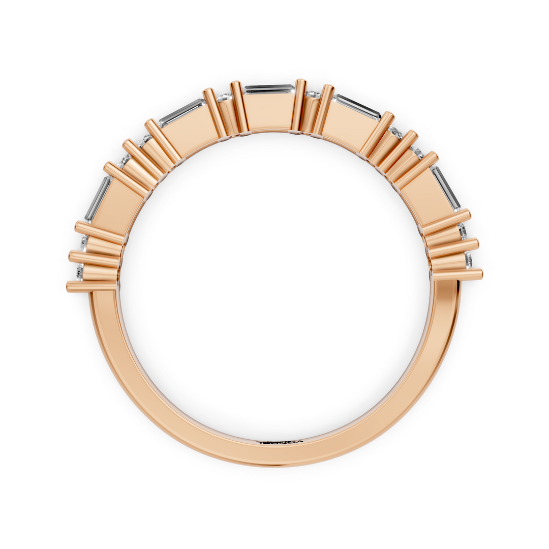 Rijring met Baguette en Rond Briljant Geslepen Diamanten - 0,39 ct