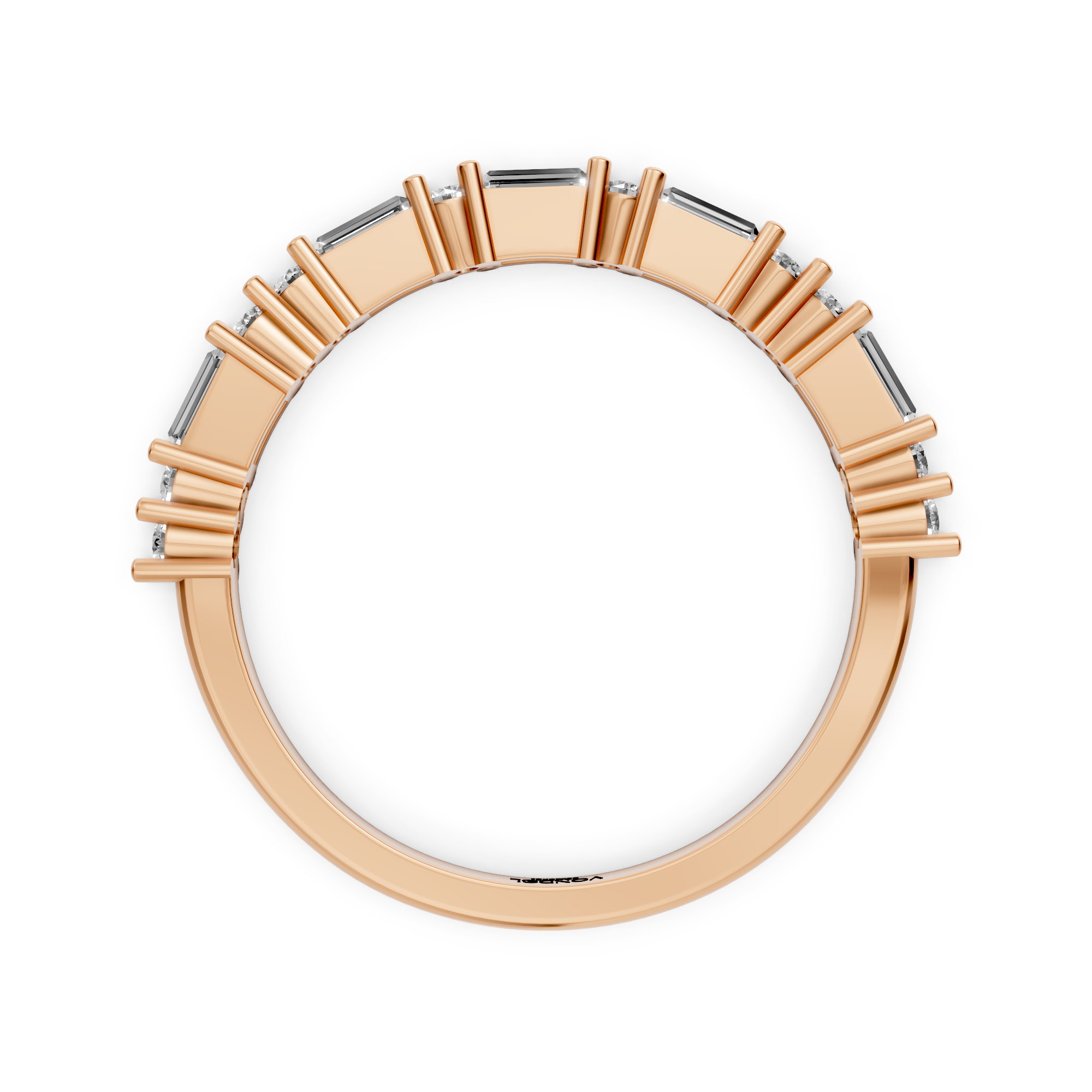 Grace - Row Ring with Baguette and Round Brilliant Cut Lab Grown Diamonds - 18K Gold - 0,39 ct