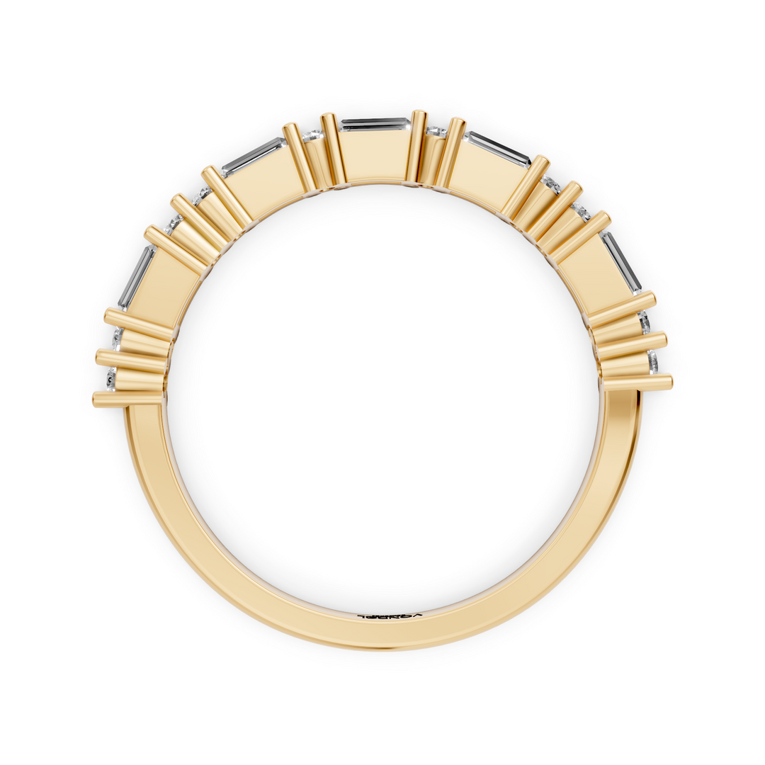 Rijring met Baguette en Rond Briljant Geslepen Diamanten - 0,39 ct