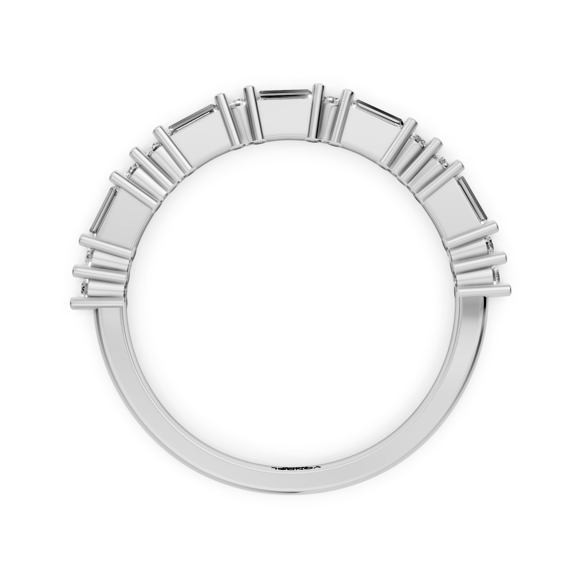 Grace - Row Ring with Baguette and Round Brilliant Cut Lab Grown Diamonds - 18K Gold - 0,39 ct