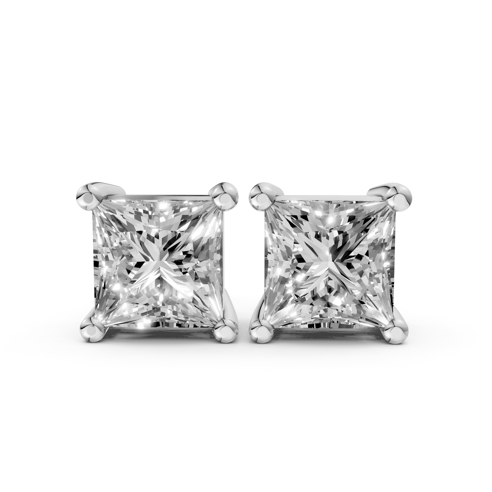 Madison - In Stock - Princess Cut Lab Grown Diamond Stud Earrings - 18K Gold - 3,2 ct
