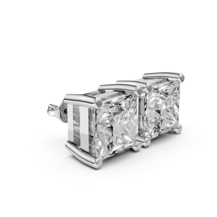 Princess Cut Diamanten Stud Oorbellen - 18K Goud - 3,2 ct