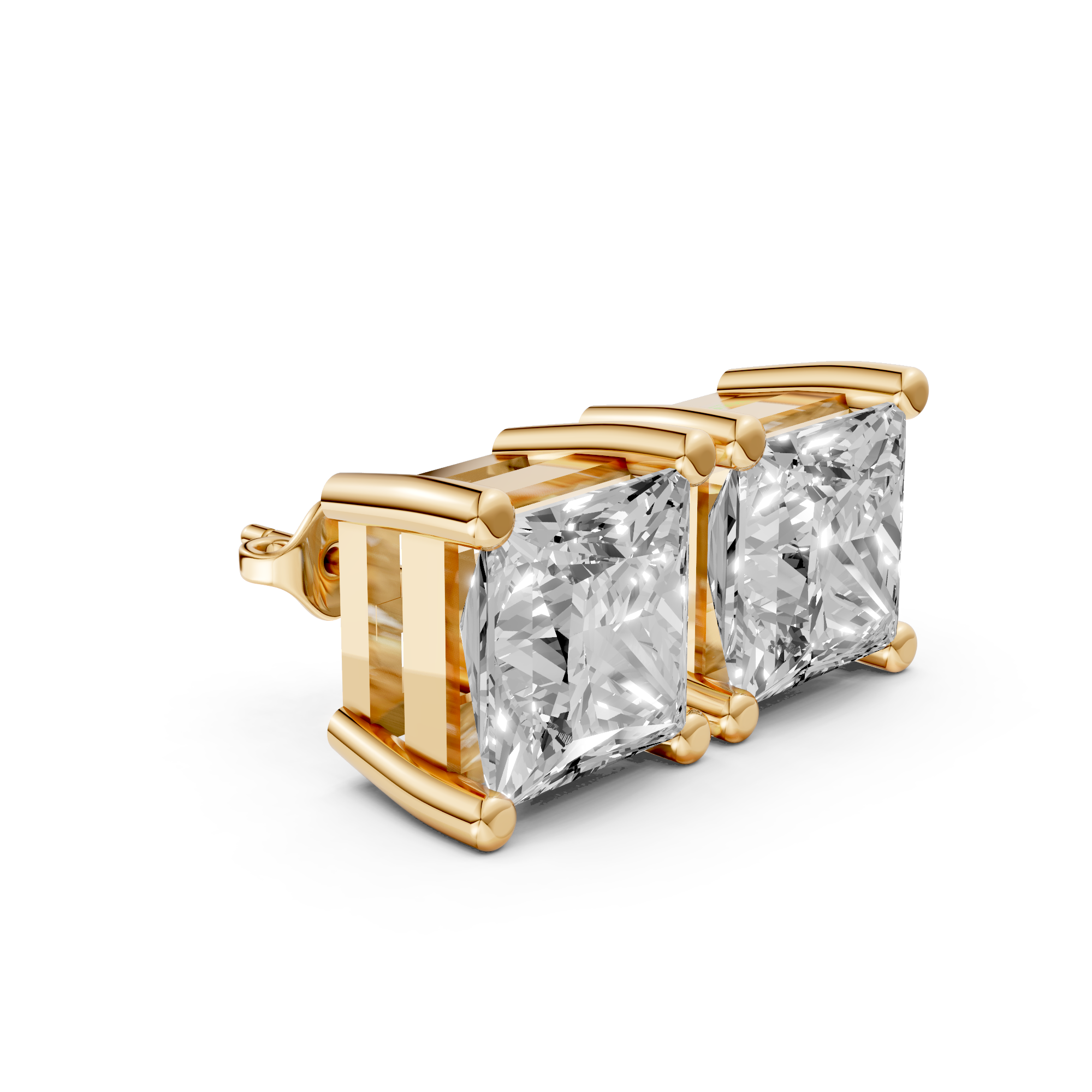 Madison - In Stock - Princess Cut Lab Grown Diamond Stud Earrings - 18K Gold - 3,2 ct