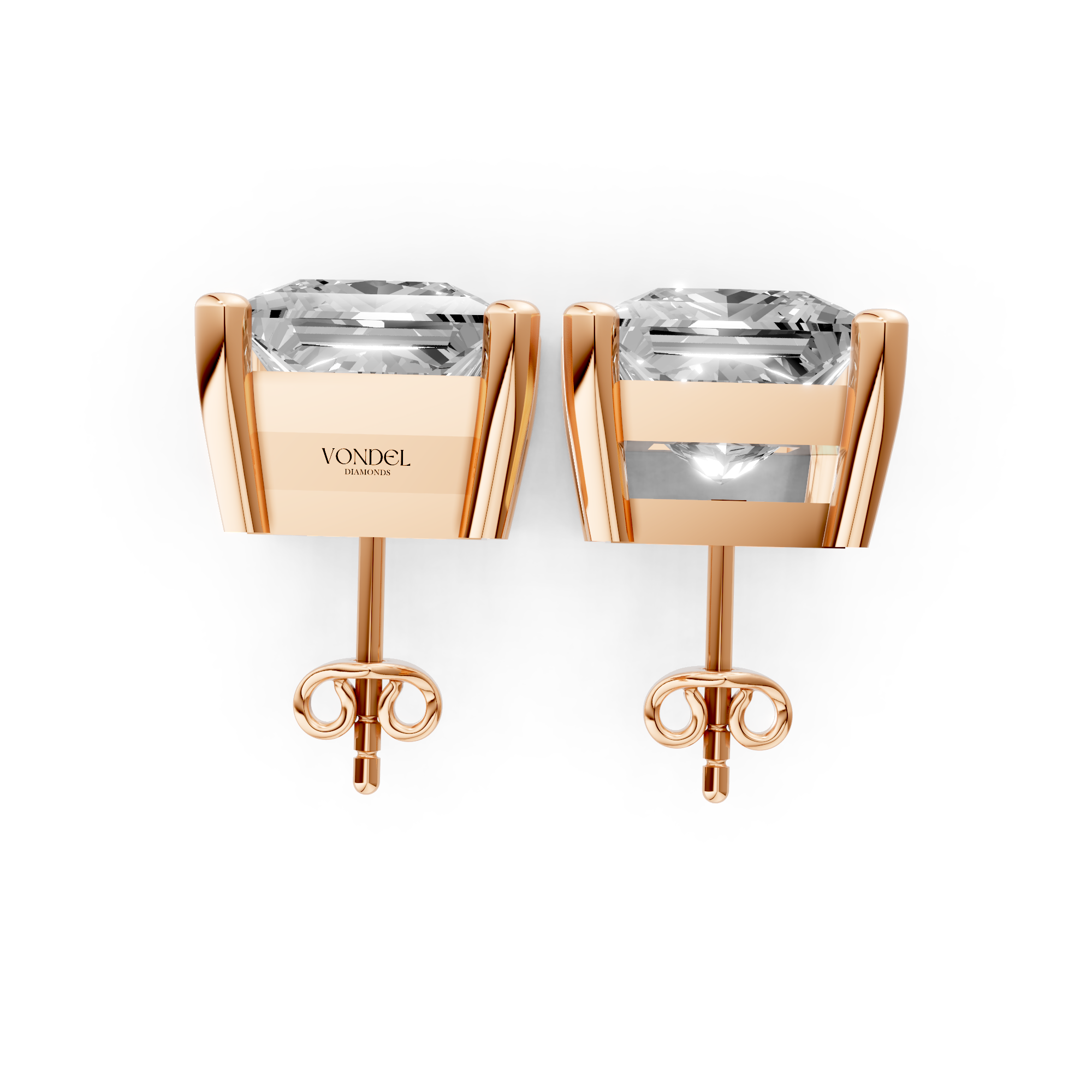 Madison - In Stock - Princess Cut Lab Grown Diamond Stud Earrings - 18K Gold - 3,2 ct