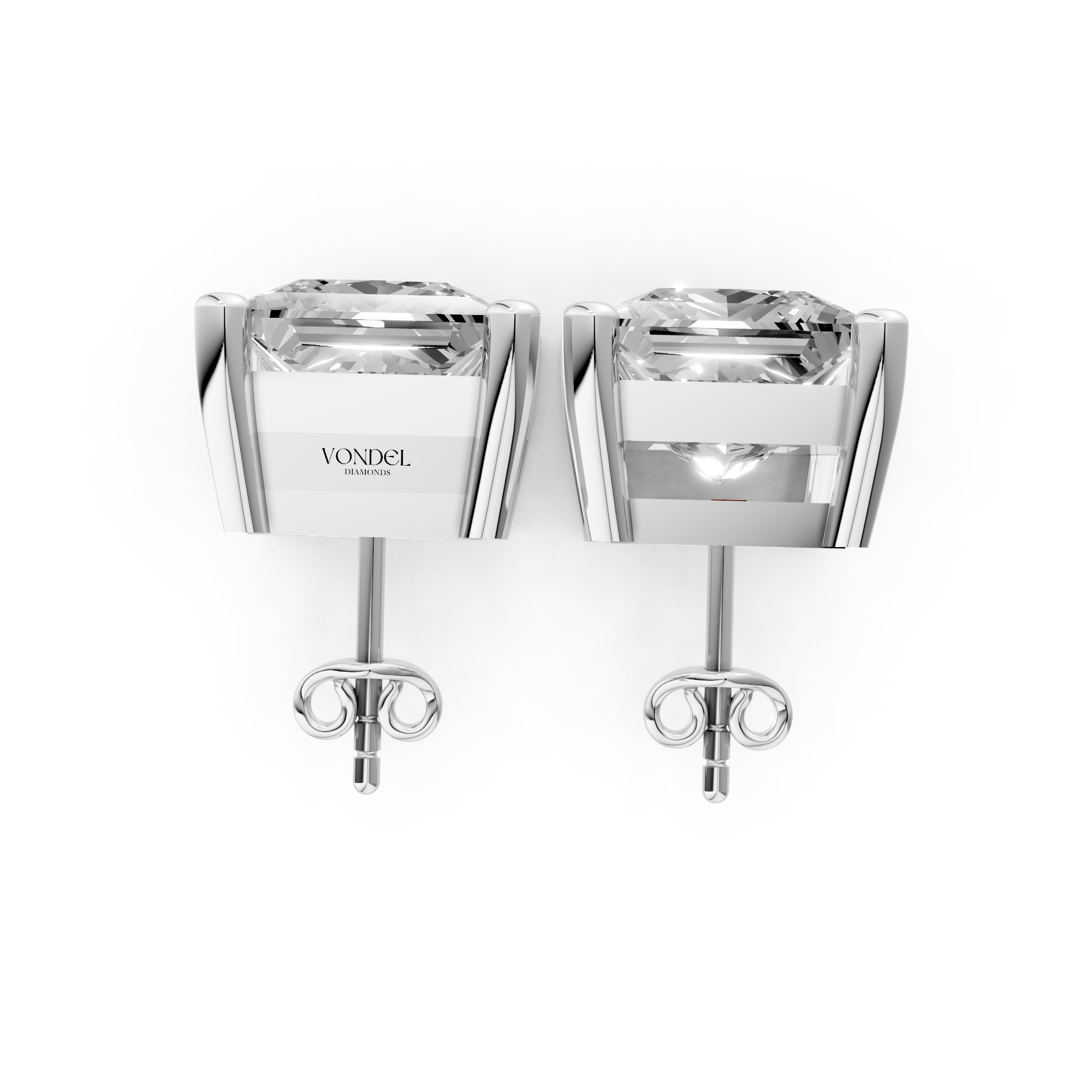 Madison - In Stock - Princess Cut Lab Grown Diamond Stud Earrings - 18K Gold - 3,2 ct