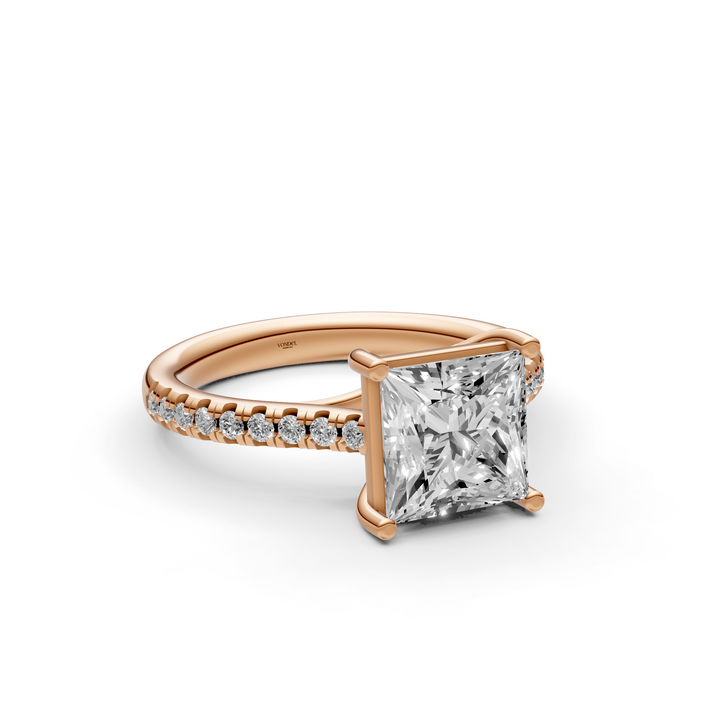 Princess Solitair Crossover Ring met Pave Band