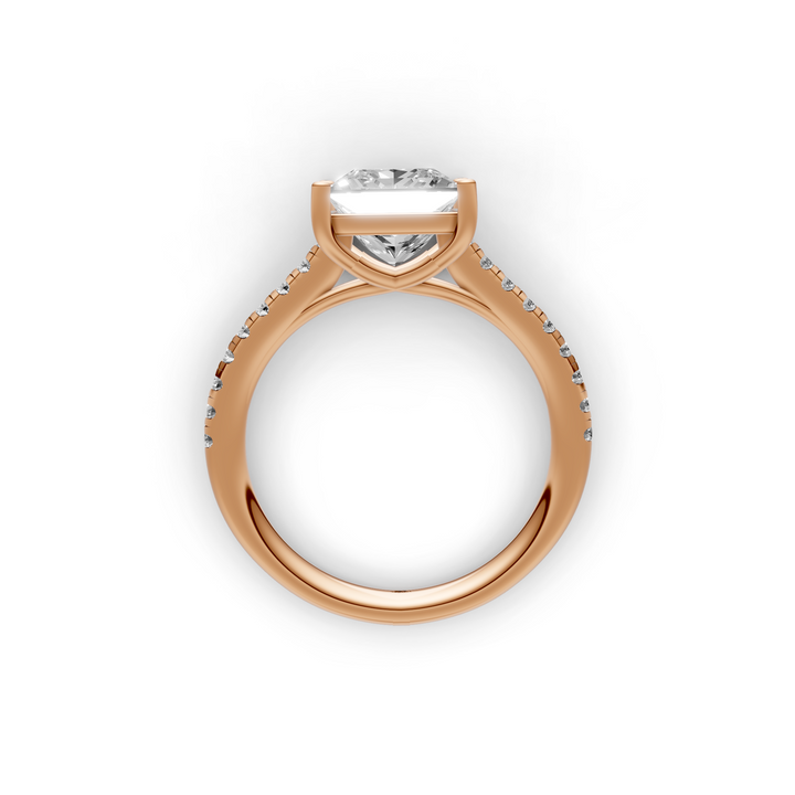 Princess Solitair Crossover Ring met Pave Band