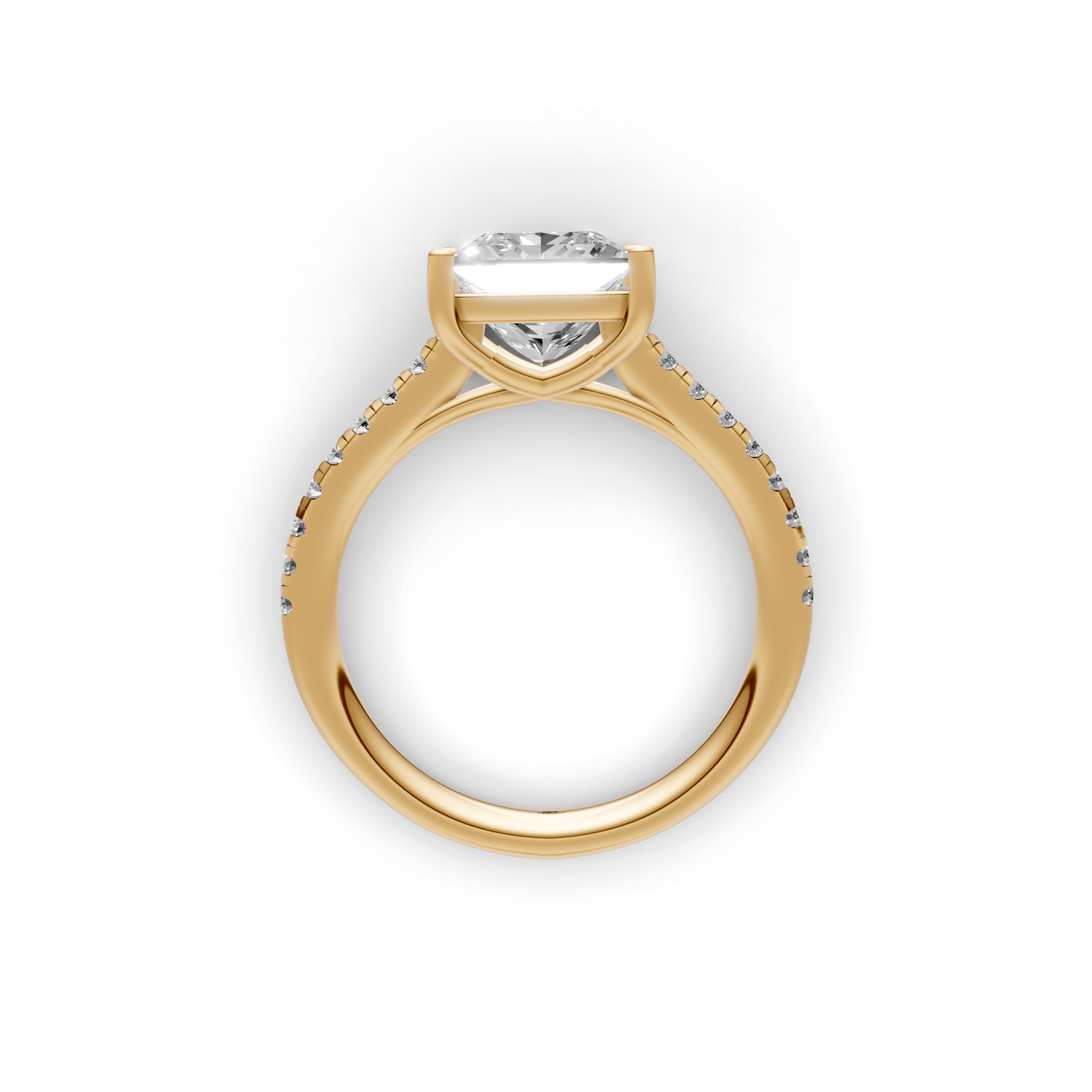 Eveline - In Stock - Princess Solitair Crossover Lab Grown Diamond Ring with Pave Band - 18K White Gold - 2,21 ct