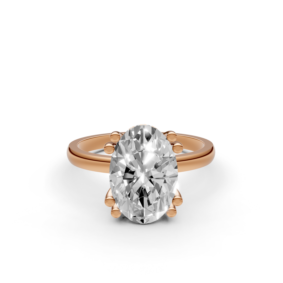 Oval Solitair Hidden Halo Met Dubbele Zetting