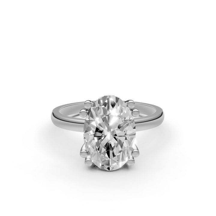 Oval Solitair Hidden Halo Met Dubbele Zetting