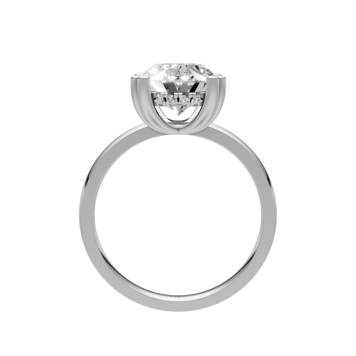 Oval Solitair Hidden Halo Met Dubbele Zetting