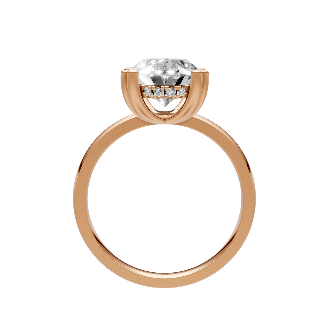 Oval Solitair Hidden Halo Met Dubbele Zetting