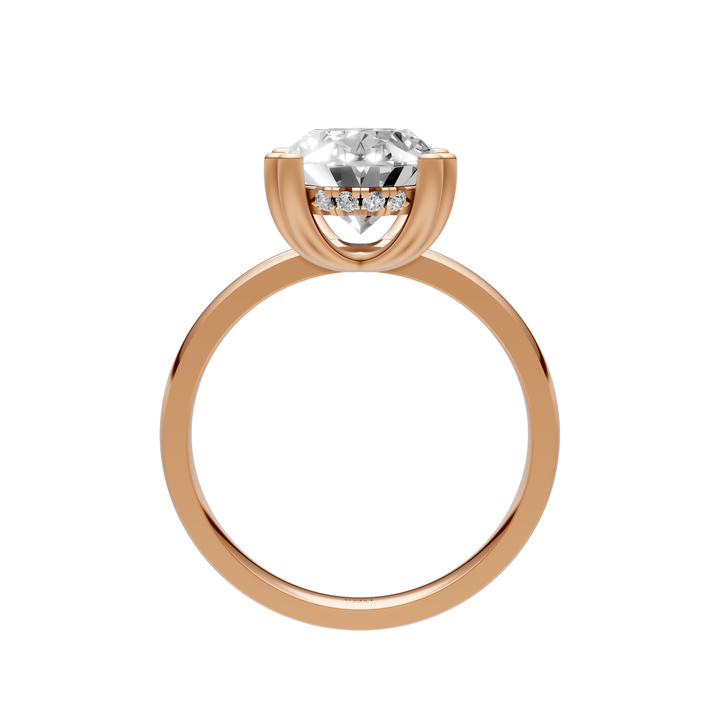 Oval Solitair Hidden Halo Met Dubbele Zetting