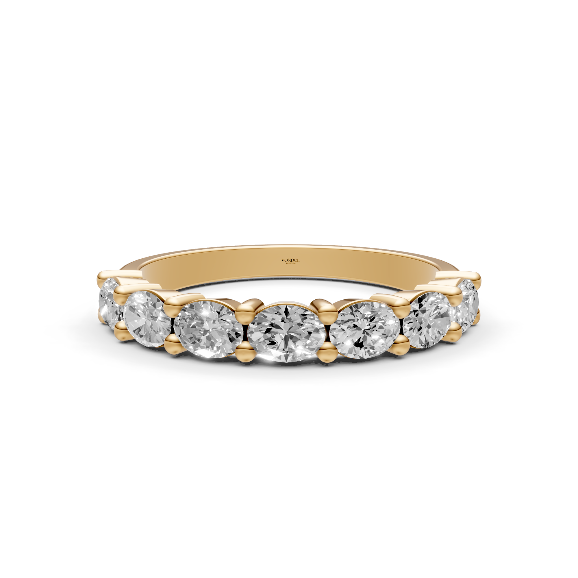 Faye - In Stock - Oval Lab Grown Diamond Row Ring East to West - 18K Gold - 1,04 ct