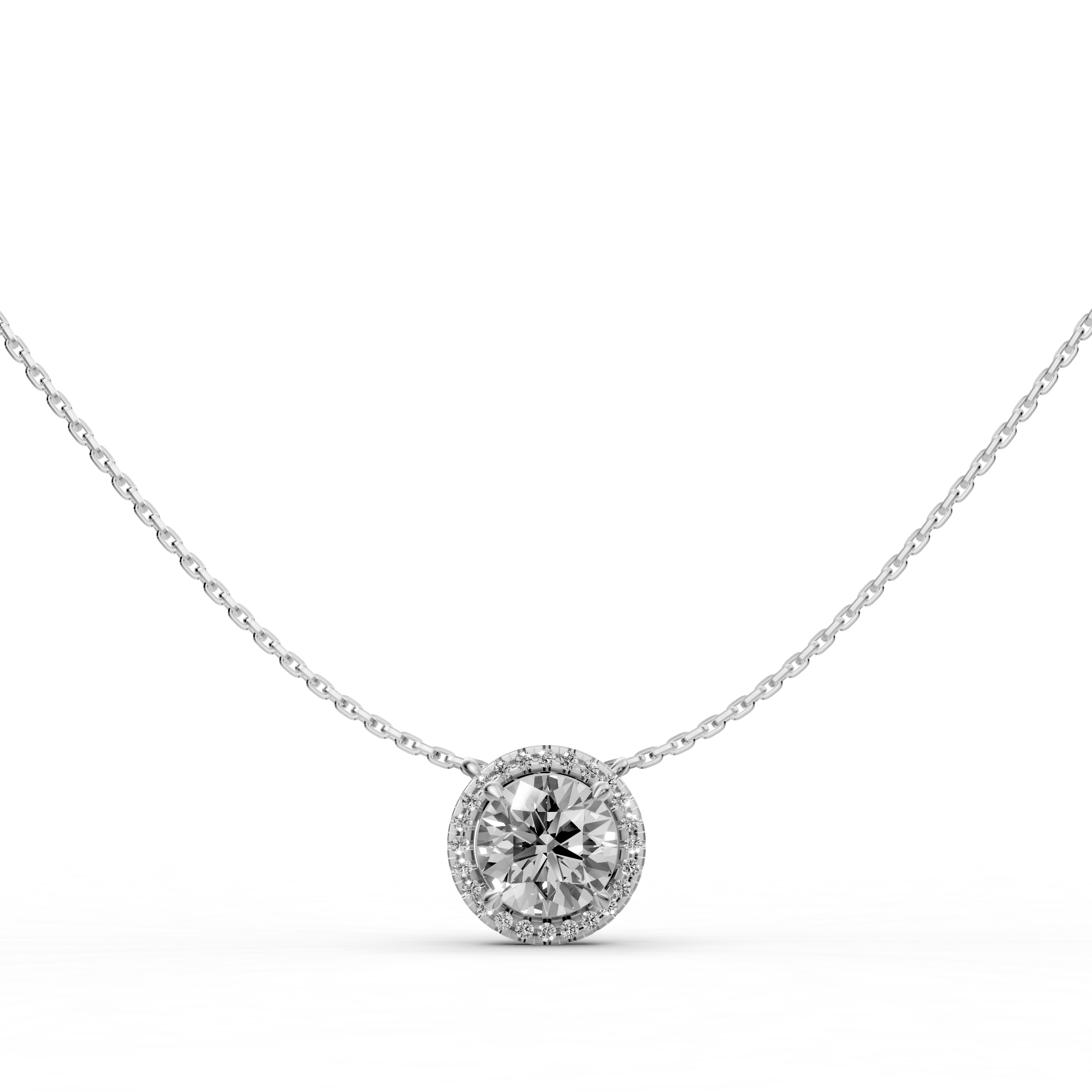Viviana - In Stock - Round Brilliant Halo Lab Grown Diamond Pendant Necklace - 18K Gold