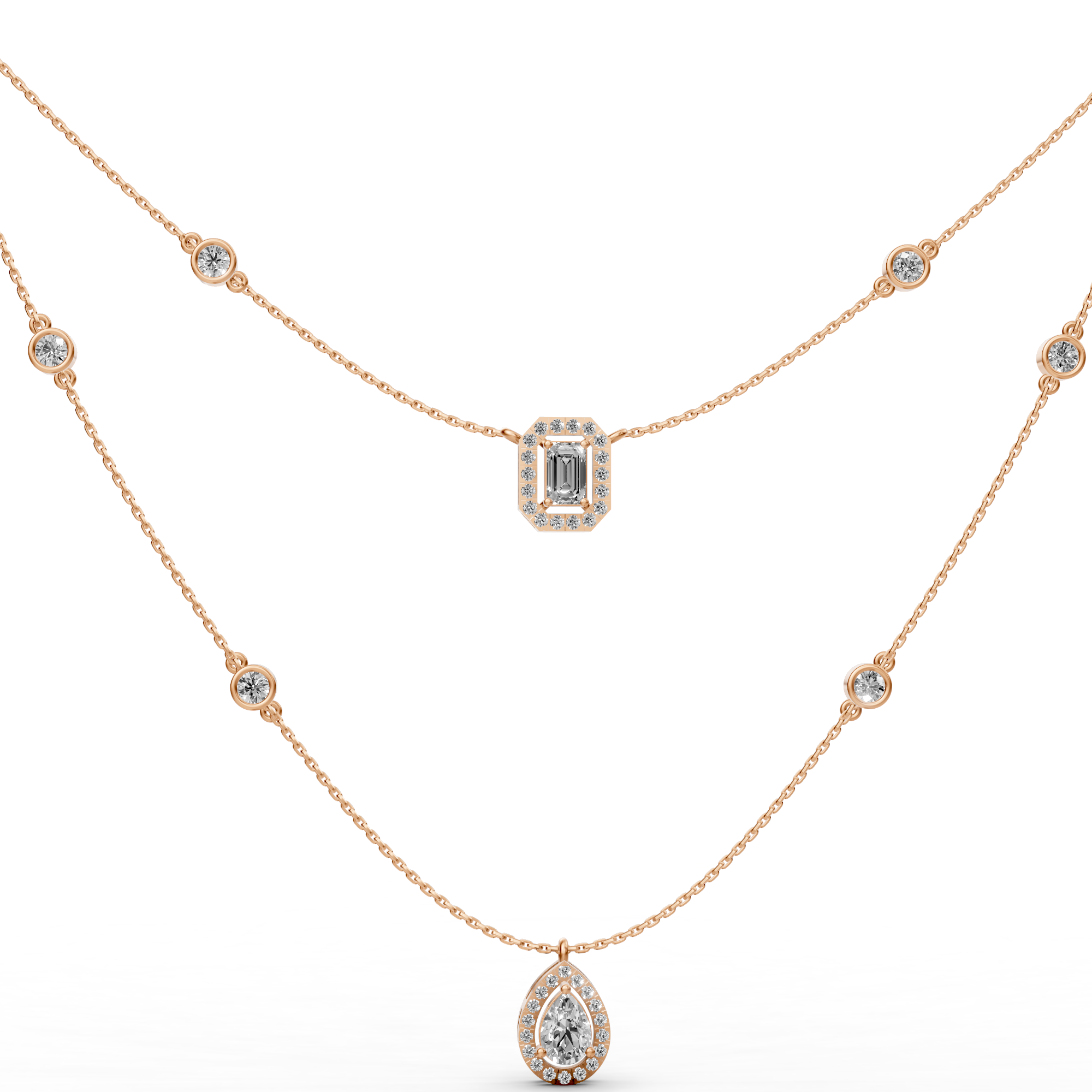 Round Brilliant Halo Pendant Necklace - 18K Gold - 1.61 ct