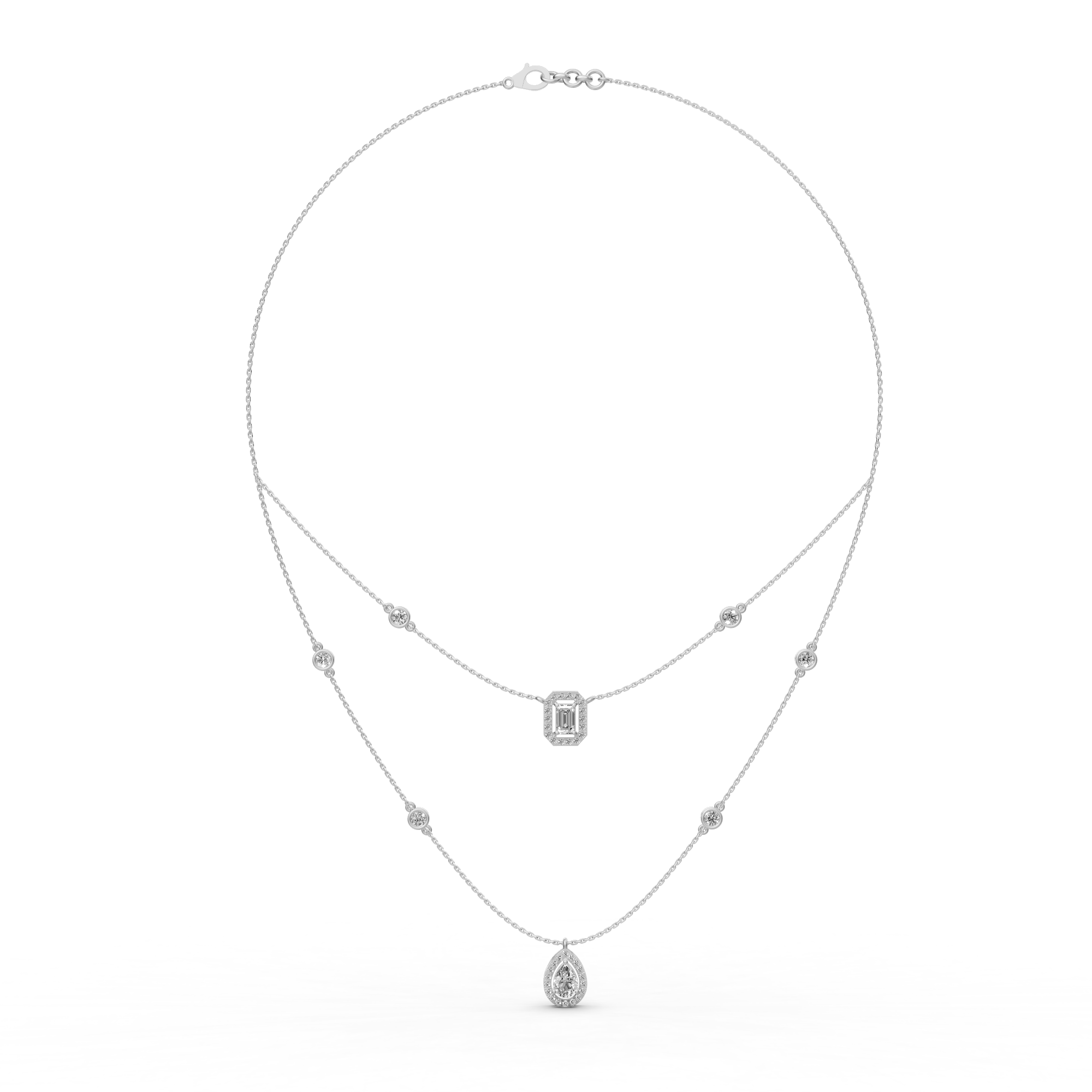 Round Brilliant Halo Pendant Necklace - 18K Gold - 1.61 ct