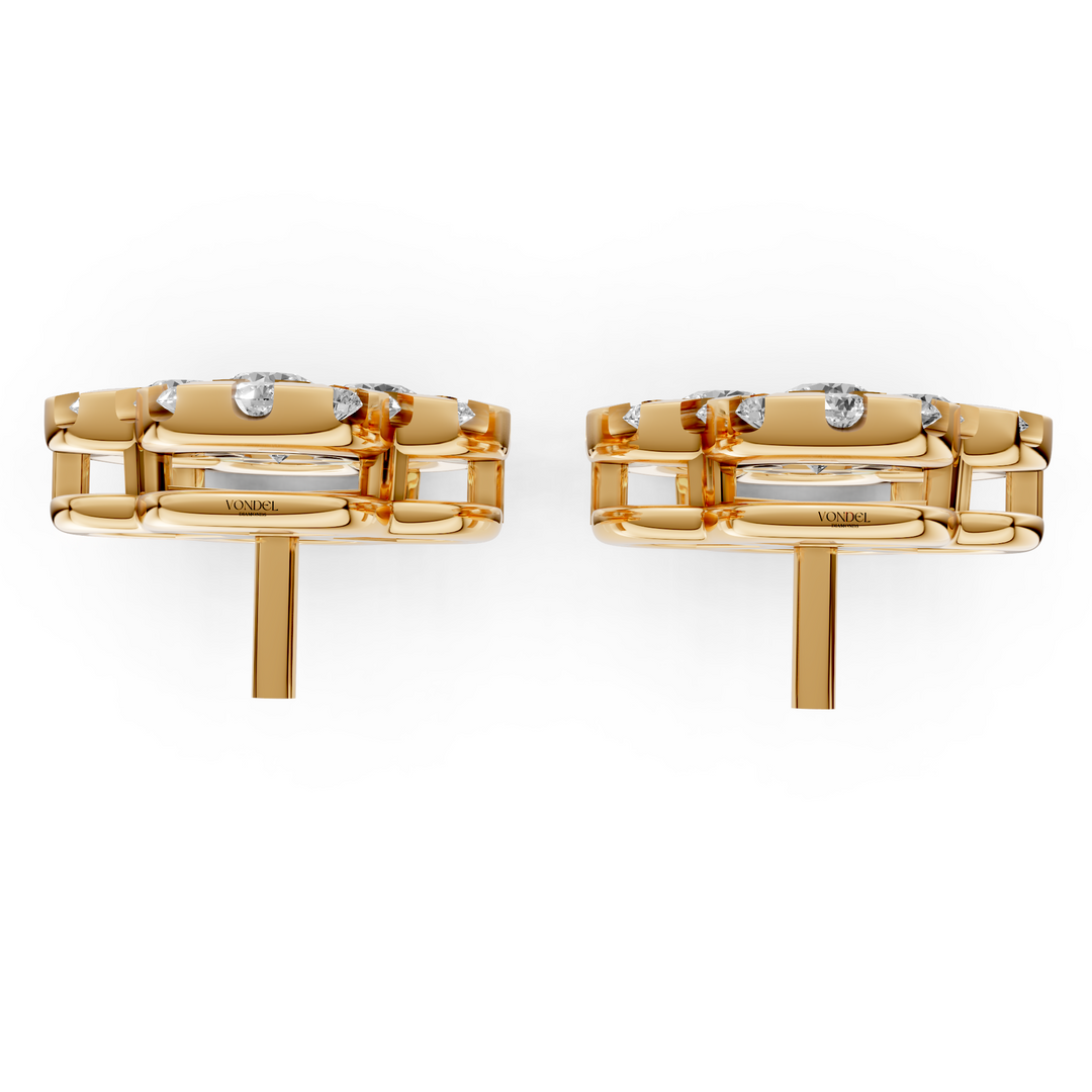 Pave Flower Stud Oorbellen - 18K Goud - 0,93 ct