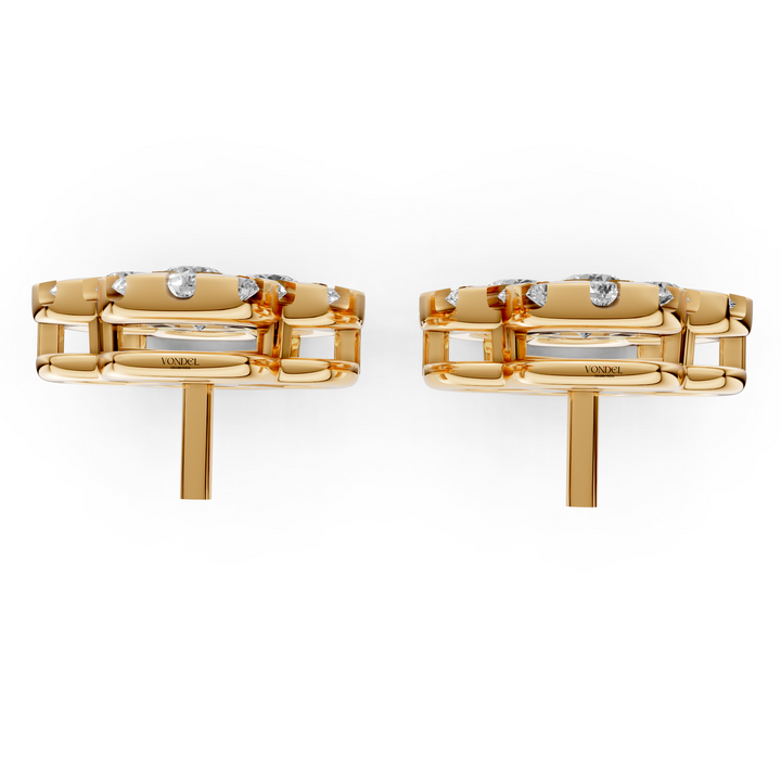 Pave Flower Stud Oorbellen - 18K Goud - 0,93 ct