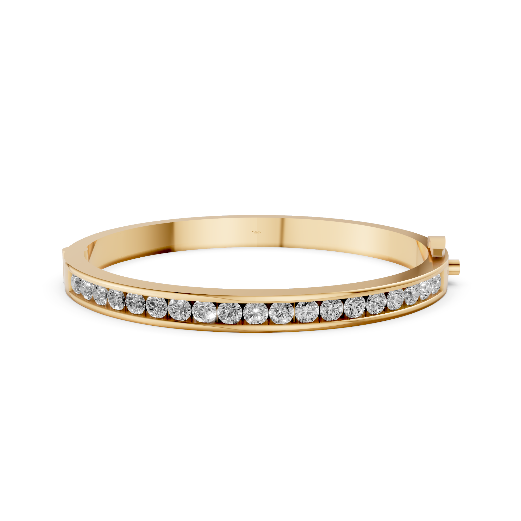 Adele - In Stock - Bangle with Lab Grown Diamond Channel Setting Wide - 18k Gold - 3,65 ct