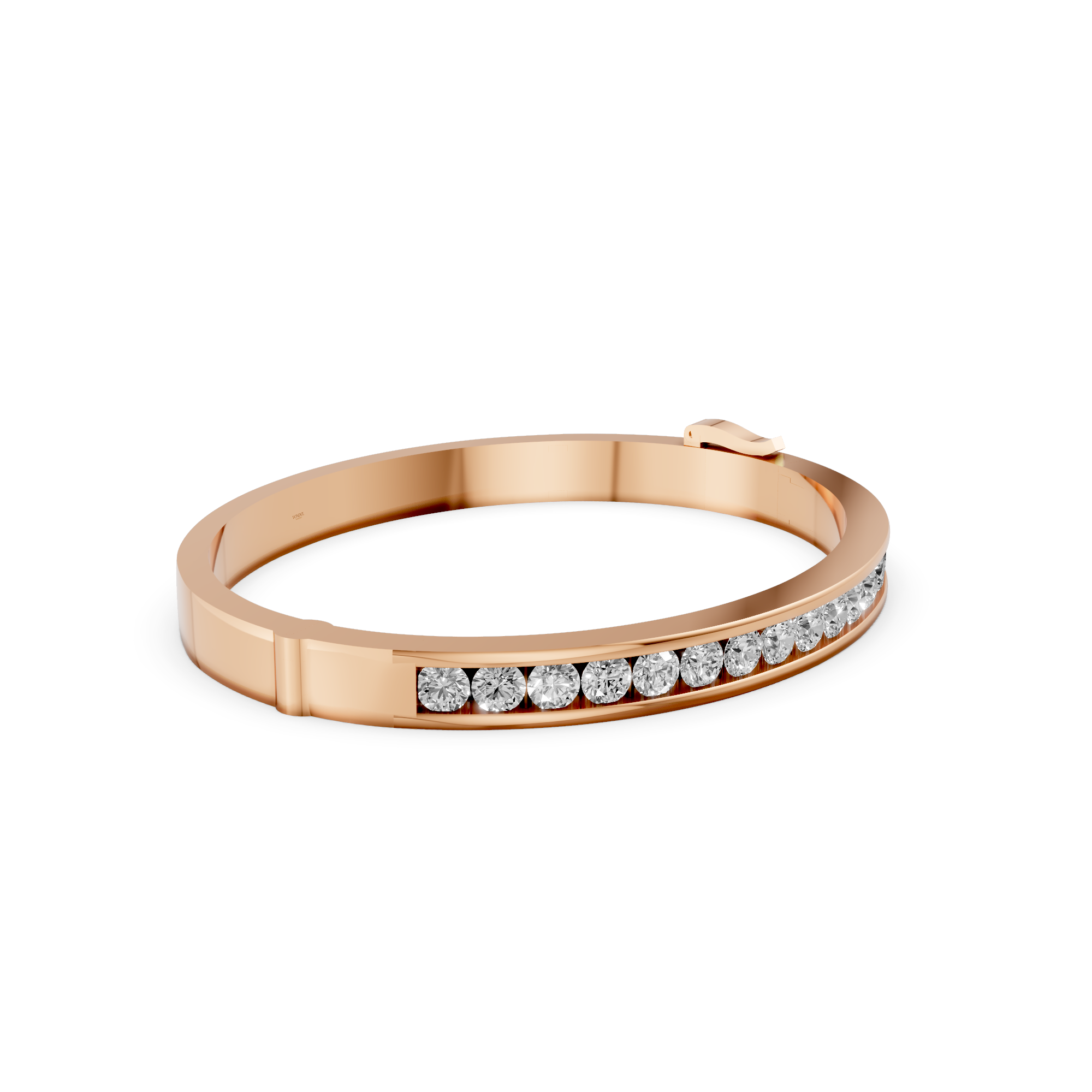 Adele - In Stock - Bangle with Lab Grown Diamond Channel Setting Wide - 18k Gold - 3,65 ct
