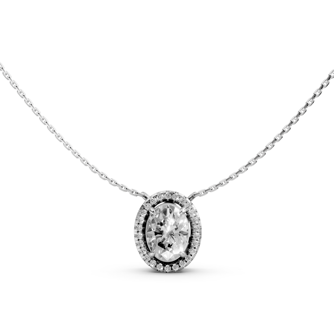 Oval Halo Diamanten Pendant Collier