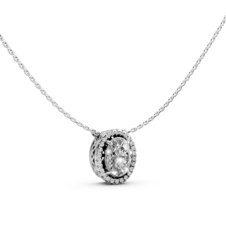 Oval Halo Diamanten Pendant Collier