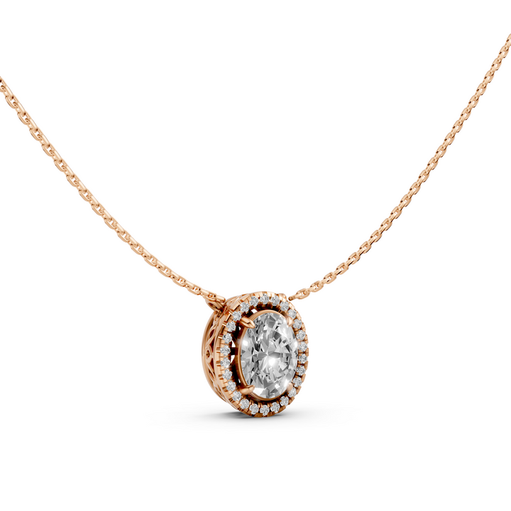 Oval Halo Diamanten Pendant Collier