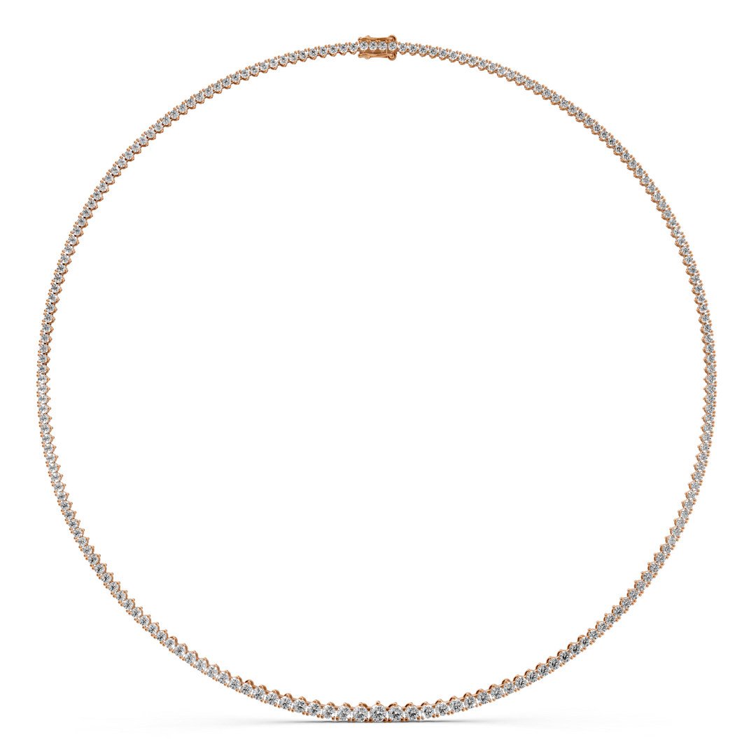 Tennis Ketting met Driepuntzetting en oplopende Diamantgrootte - 6,91 ct