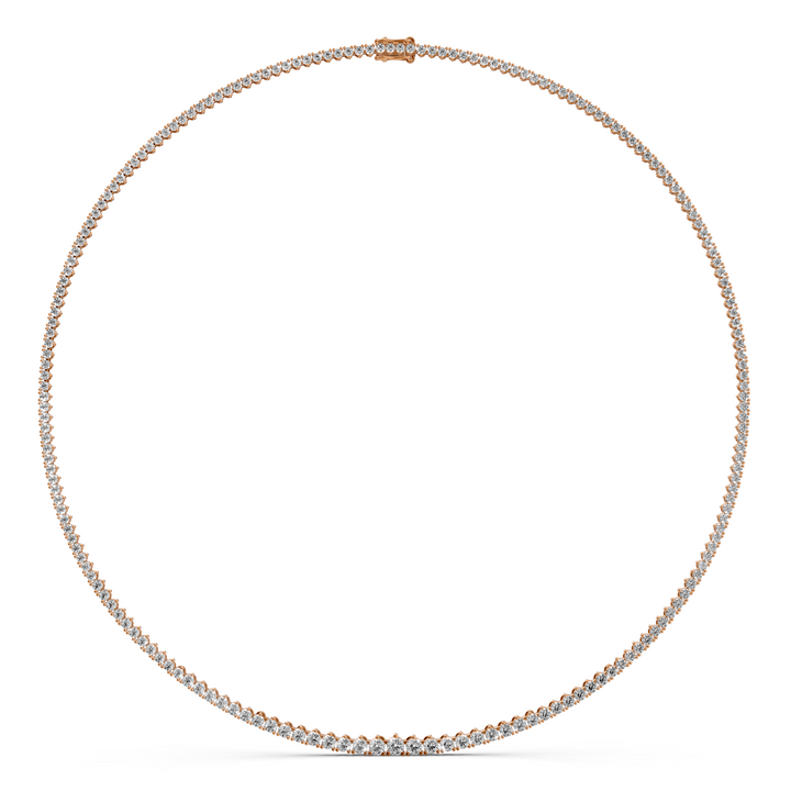 Tennis Ketting met Driepuntzetting en oplopende Diamantgrootte - 6,91 ct