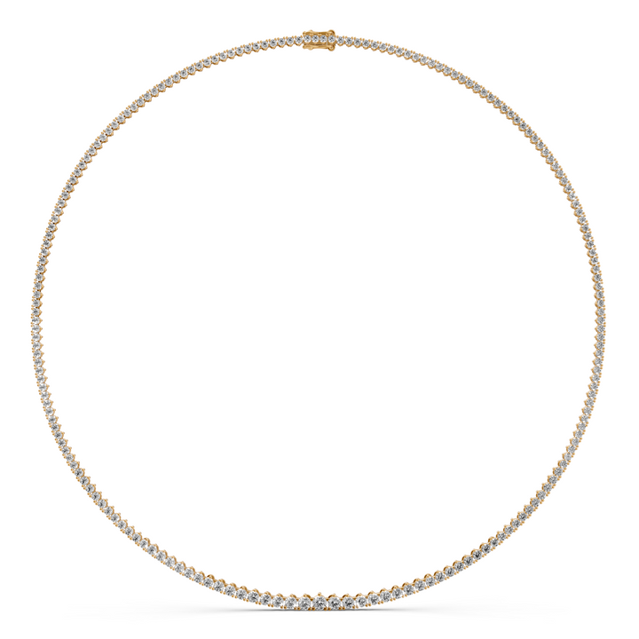 Tennis Ketting met Driepuntzetting en oplopende Diamantgrootte - 6,91 ct