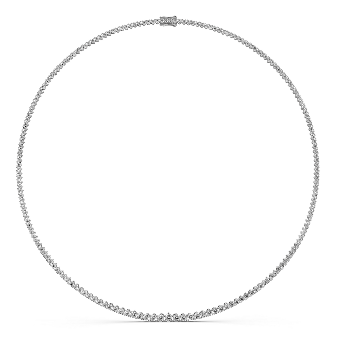 Tennis Ketting met Driepuntzetting en oplopende Diamantgrootte - 6,91 ct