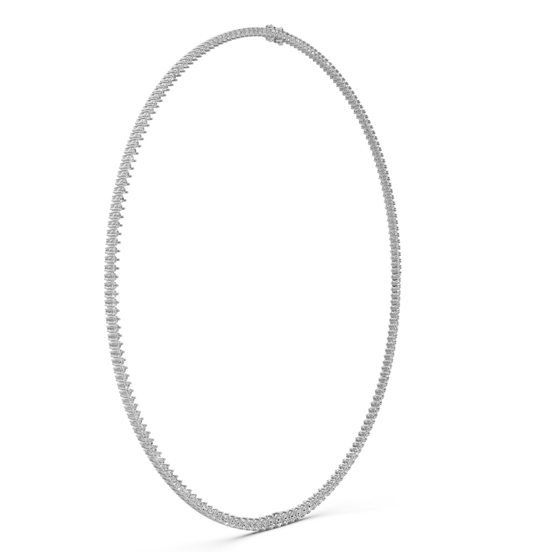 Tennis Ketting met Driepuntzetting en oplopende Diamantgrootte - 6,91 ct