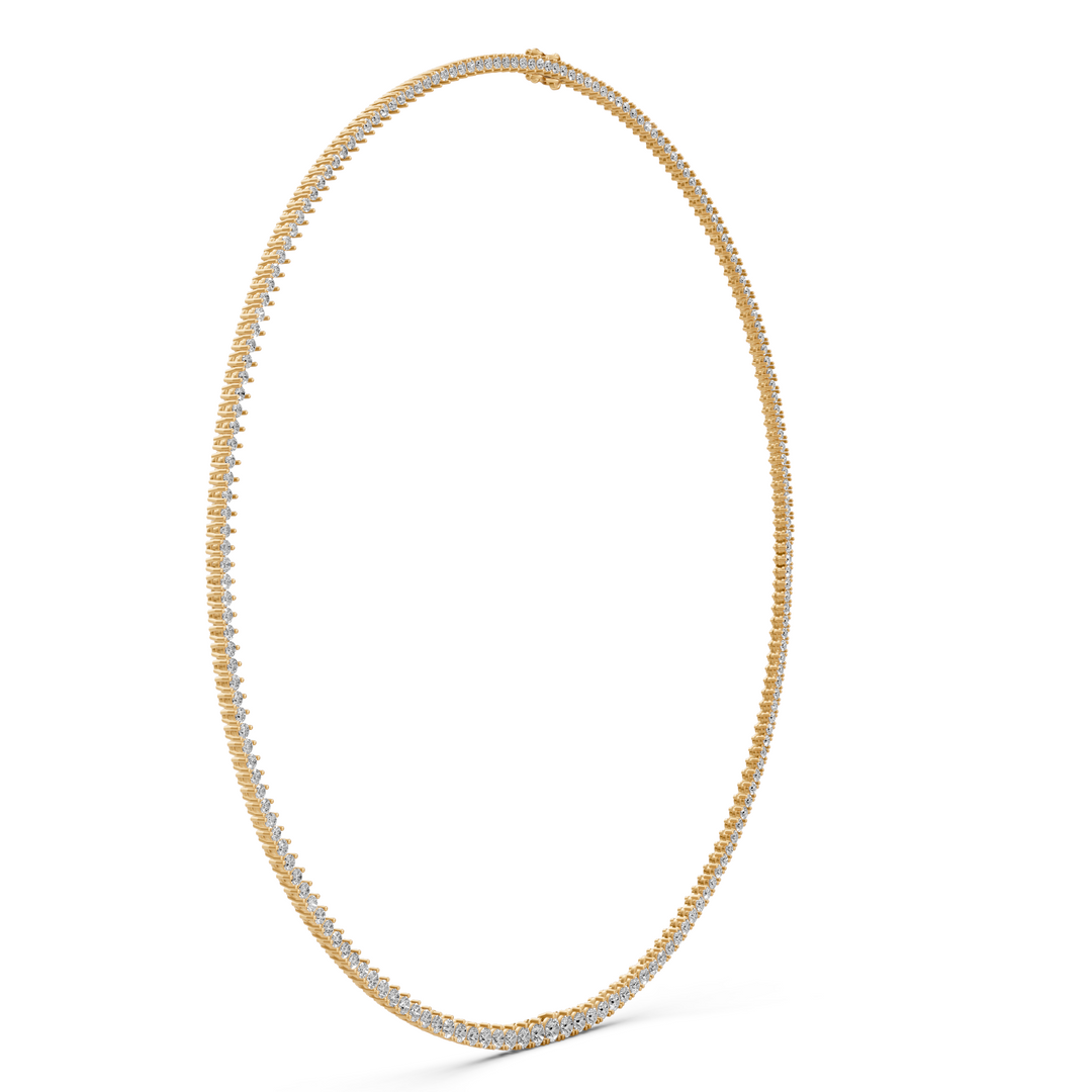 Tennis Ketting met Driepuntzetting en oplopende Diamantgrootte - 6,91 ct