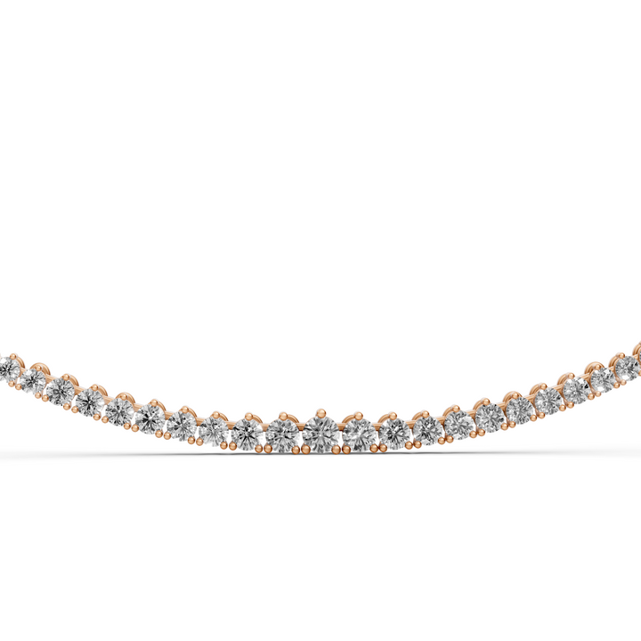 Tennis Ketting met Driepuntzetting en oplopende Diamantgrootte - 6,91 ct