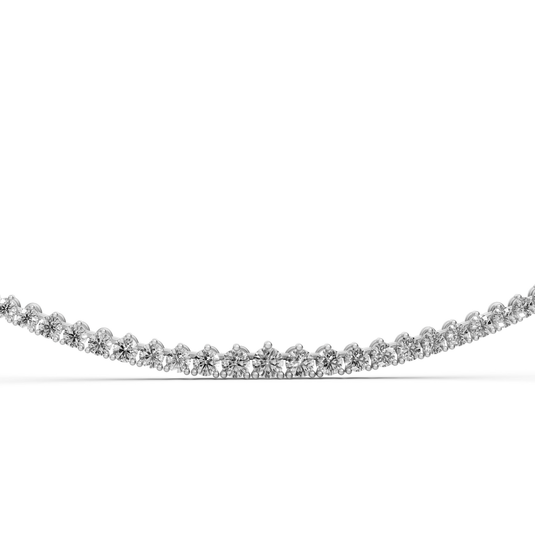 Tennis Ketting met Driepuntzetting en oplopende Diamantgrootte - 6,91 ct