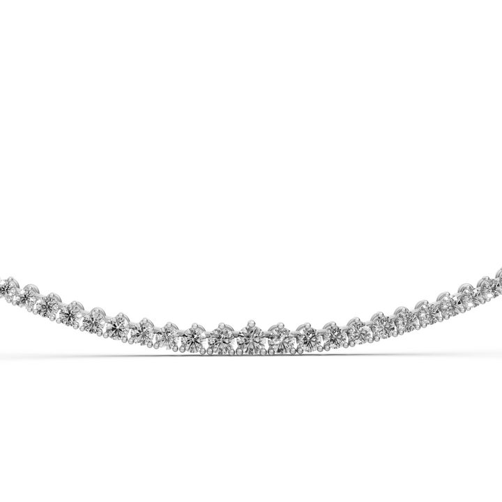 Tennis Ketting met Driepuntzetting en oplopende Diamantgrootte - 6,91 ct