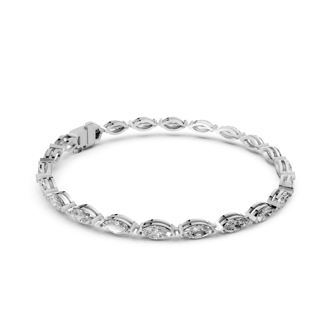 Marquise Diamanten Tennisarmband - 18K Witgoud - 6,68 ct