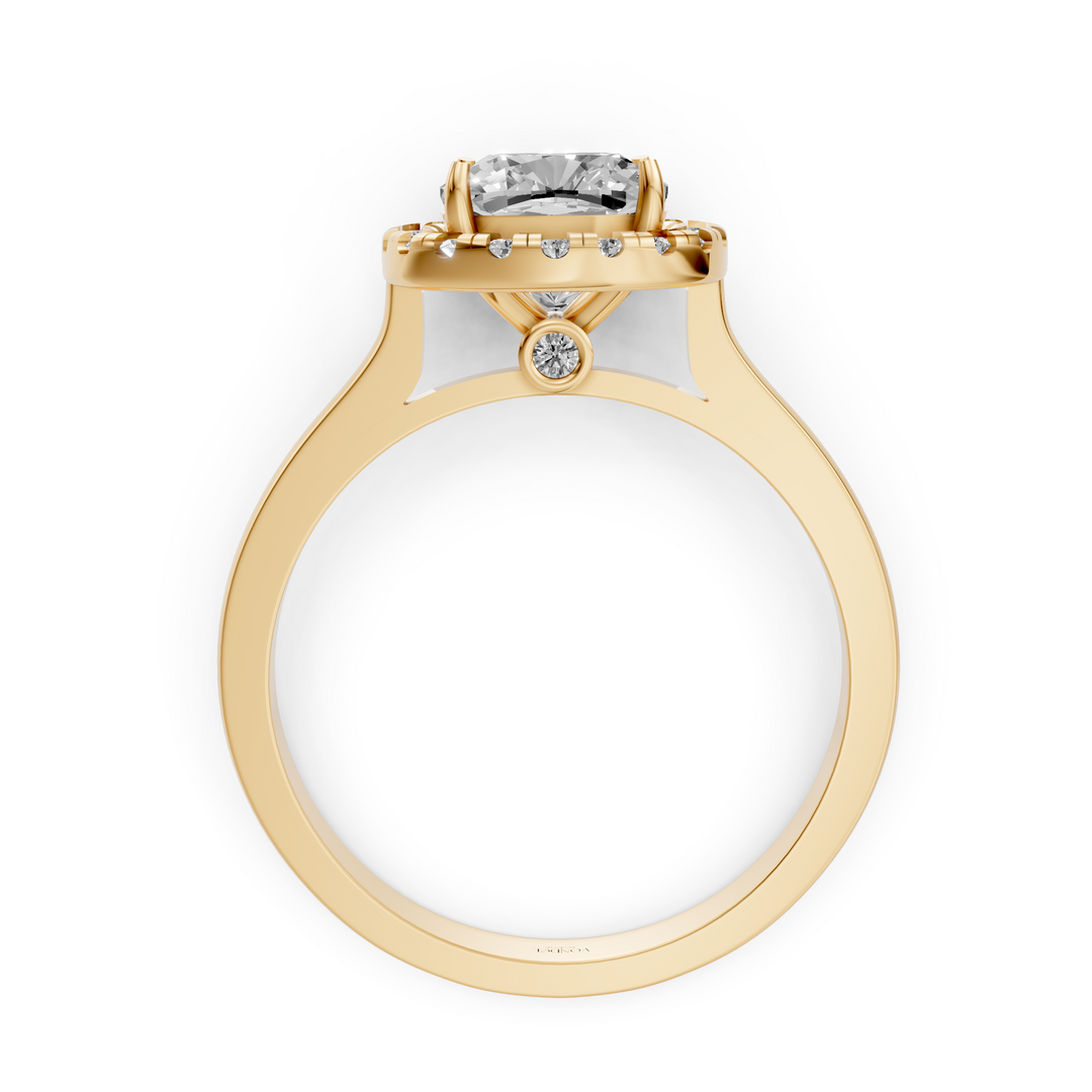 Cushion Halo Ring  - 18K Geelgoud - 1,70 ct