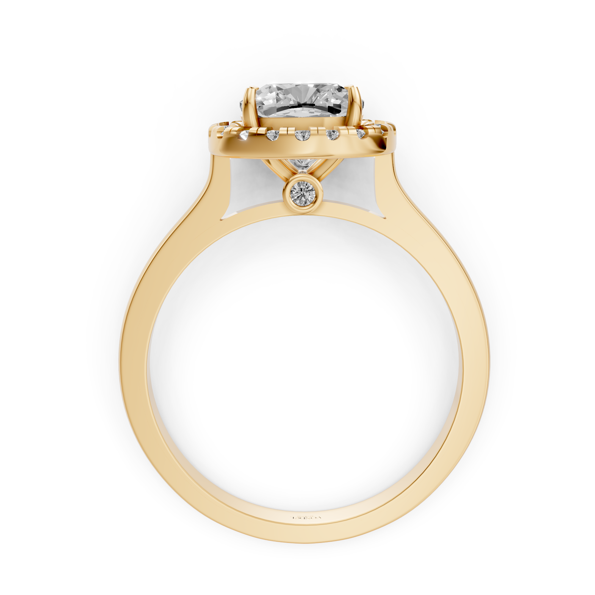 Veronica - In Stock - Cushion Halo Lab Grown Diamond Ring - 18K Yellow Gold - 1,70 ct