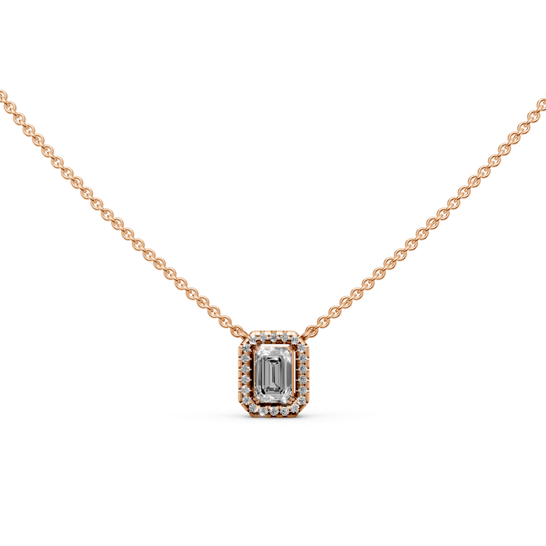 Emerald Halo Diamanten Pendant Collier - 0,75 ct
