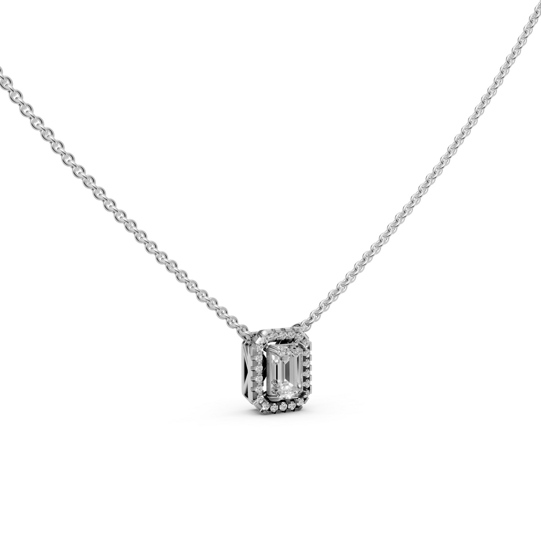 Emerald Halo Diamanten Pendant Collier - 0,75 ct