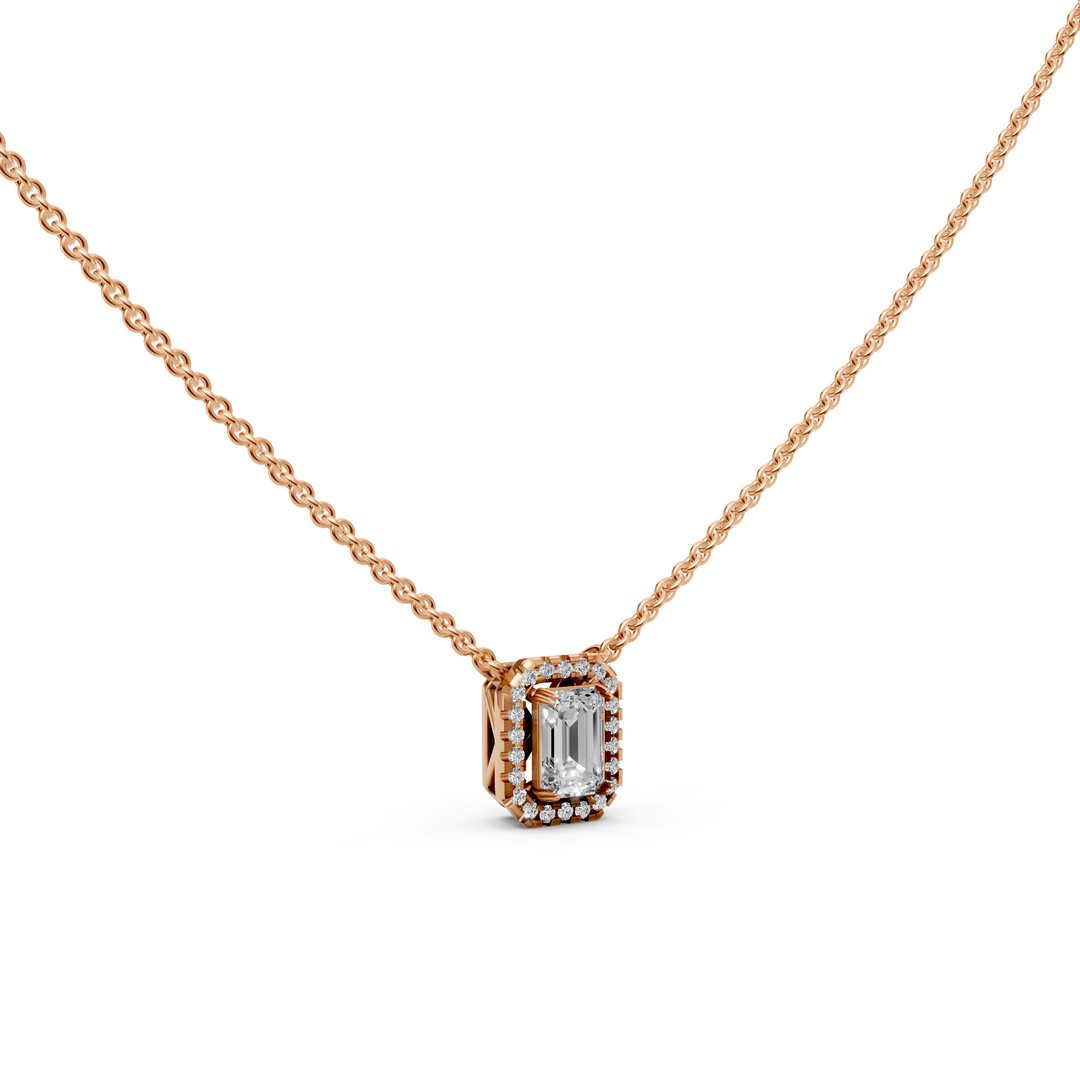 Emerald Halo Diamanten Pendant Collier - 0,75 ct