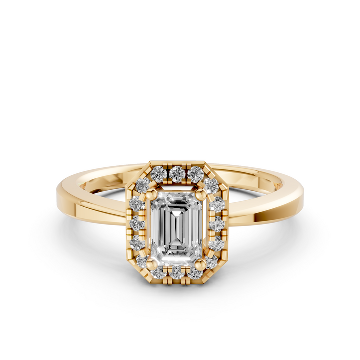 Emerald Halo Ring - 18K Geelgoud - 0,56 ct