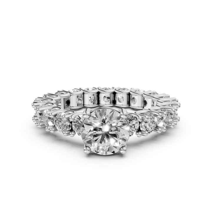 Rond Briljant op een Eternity Band - 18k Witgoud - 4,02 ct
