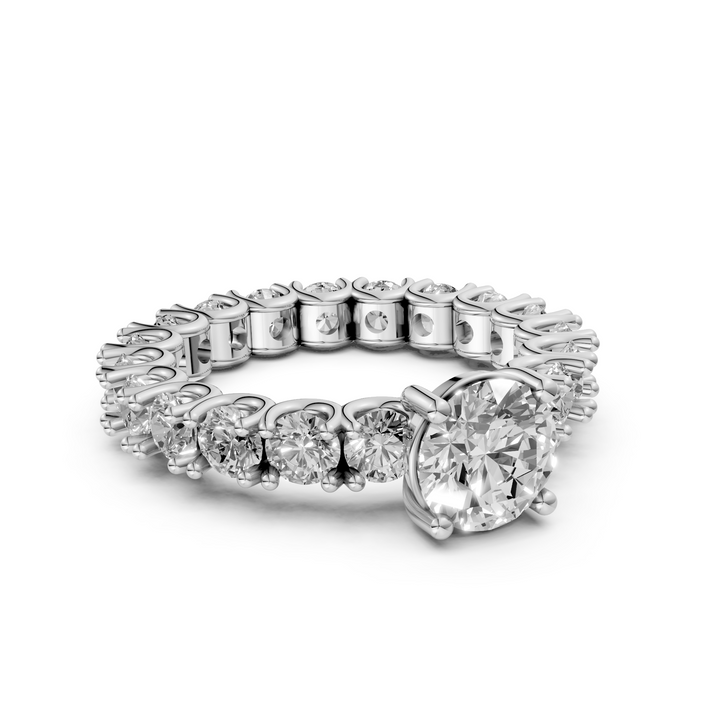 Rond Briljant op een Eternity Band - 18k Witgoud - 4,02 ct