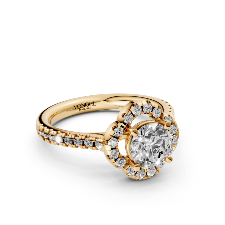 Flower Pave ring met Ronde Briljant - 18k Witgoud - 1,09 ct